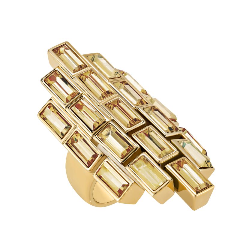 Fluid Cocktail Ring, Brown, Gold-tone plated