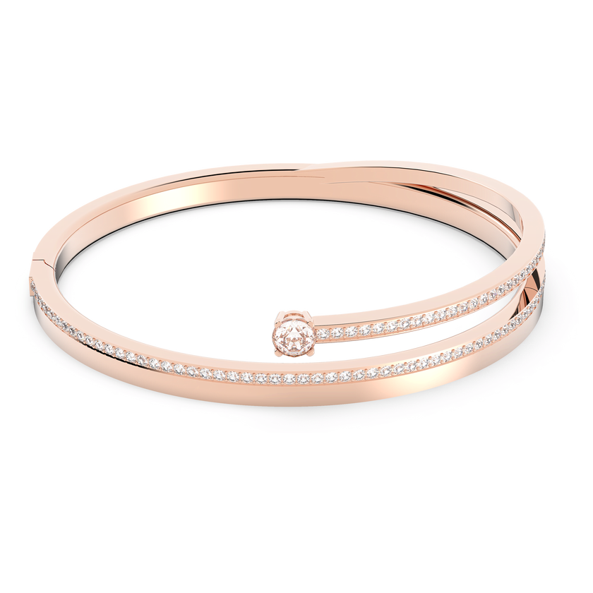swarovski fresh bangle  round cut  white  18k rose gold finish