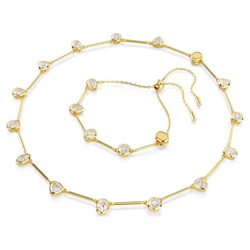 swarovski imber tennis necklace  mixed cuts  white  gold tone plated