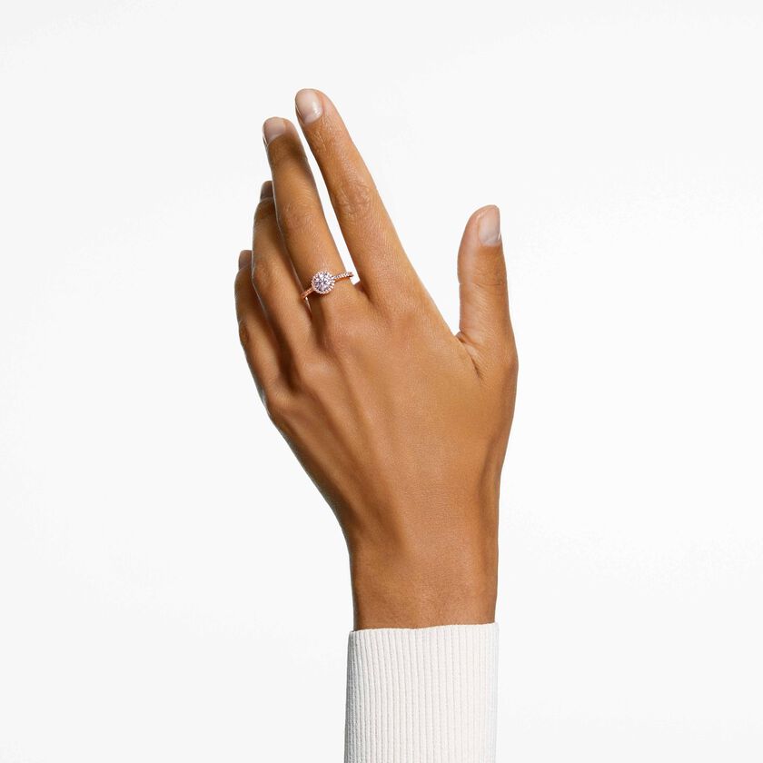 swarovski una angelic cocktail ring  round cut  pav   white  rose gold tone plated