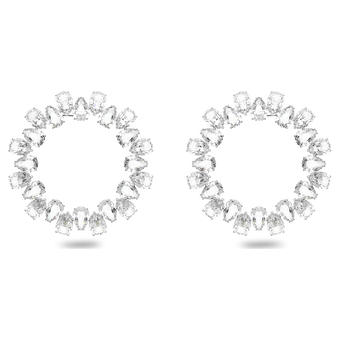 Millenia earrings, Circle, White, Rhodium plated swarovski millenia earrings circle white rhodium plated