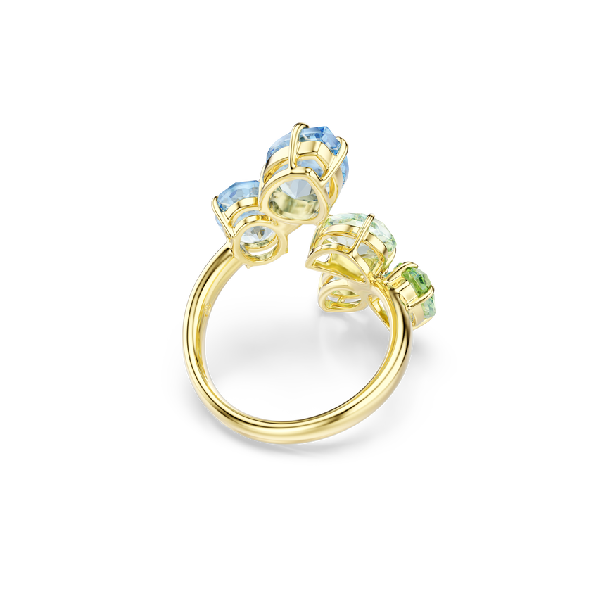 swarovski gema open ring  mixed cuts  multicolored  gold tone plated