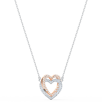 swarovski infinity heart necklace  white  mixed metal finish