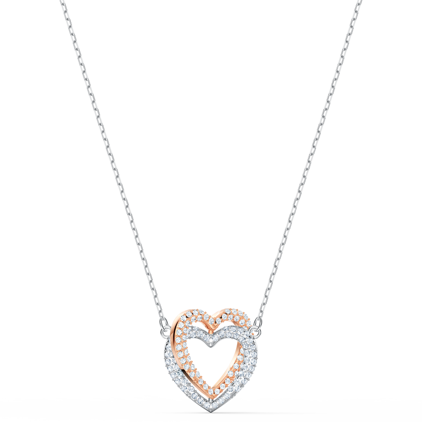 swarovski infinity heart necklace  white  mixed metal finish