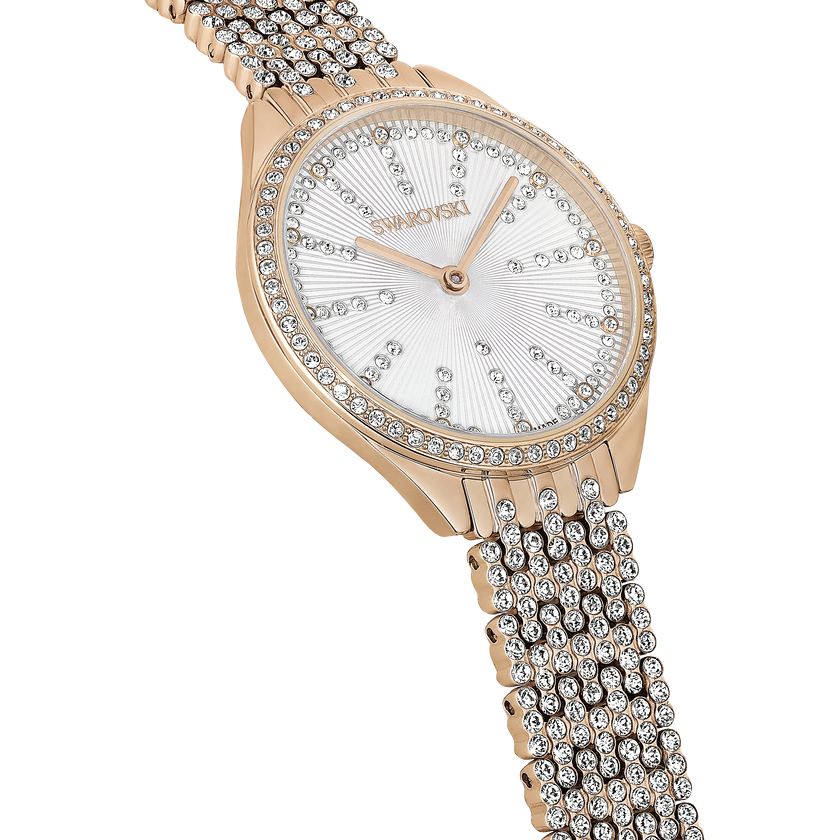swarovski attract watch  swiss made  metal bracelet  rose gold tone  rose gold tone finish