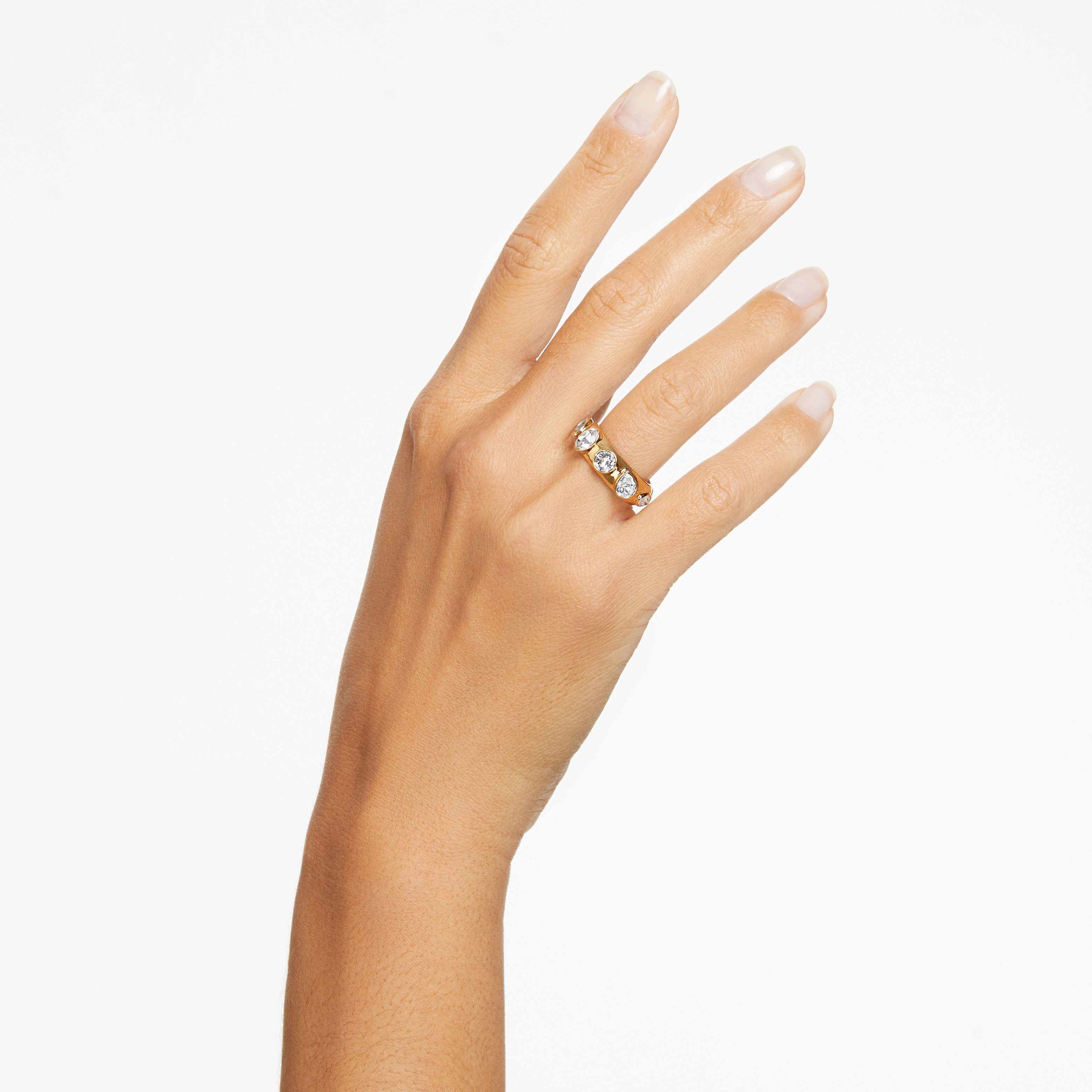 Imber ring, Mixed round cuts, White, Gold-tone plated