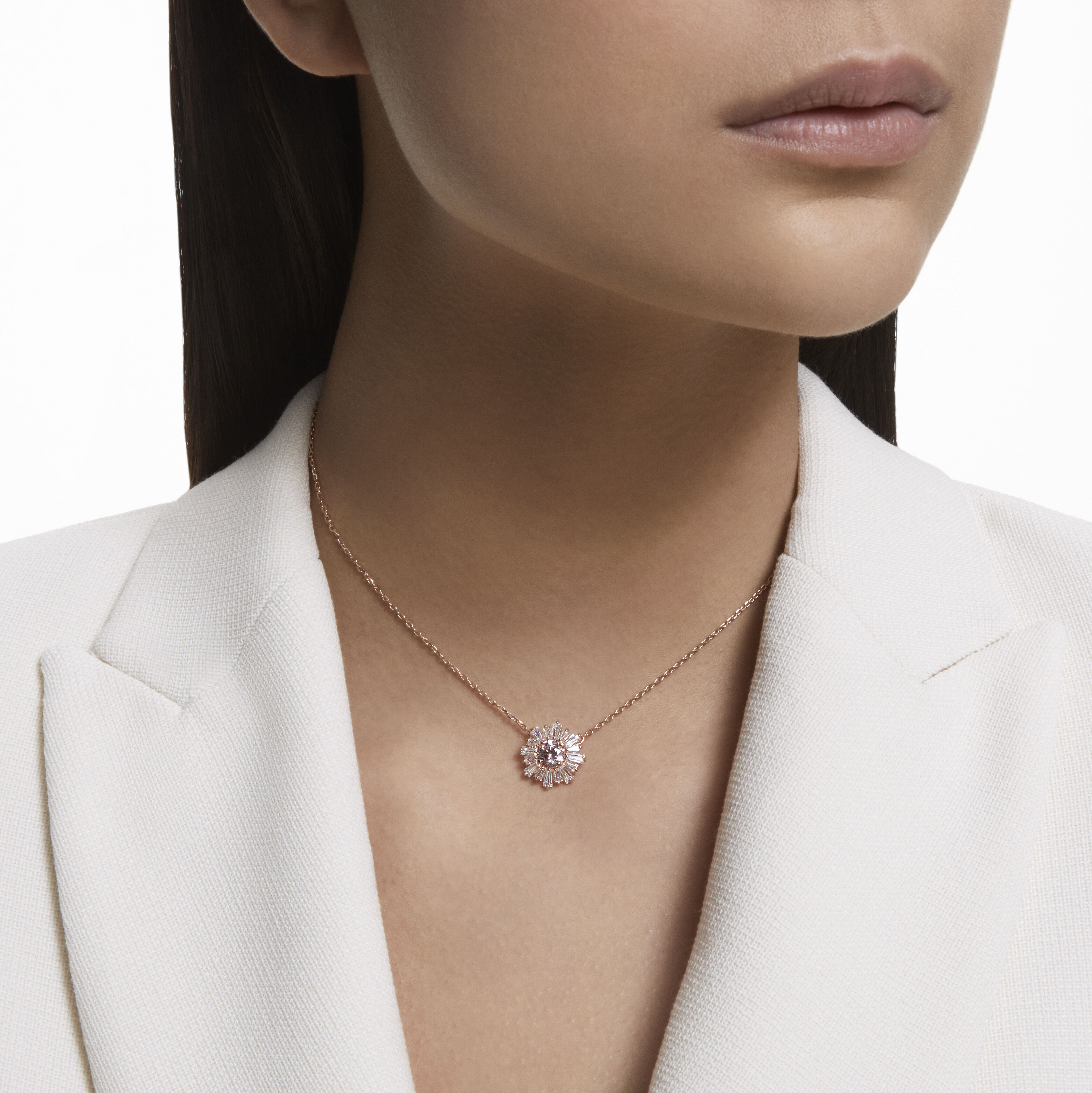 Sunshine pendant Mixed cuts Sun Pink Rose gold tone plated