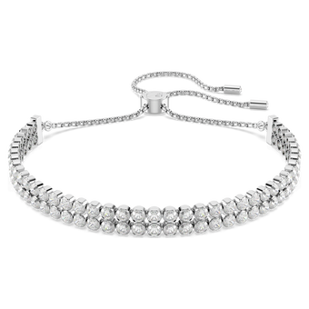 swarovski matrix tennis bracelet  round cut  white  rhodium plated