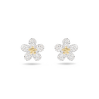 swarovski tough stud earrings  flower  yellow  mixed metal finish