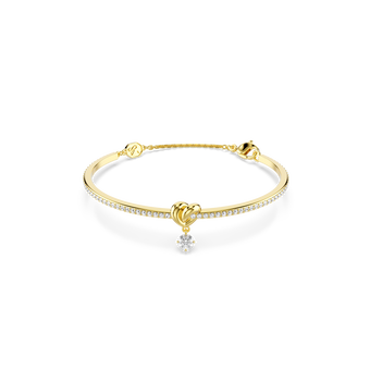 swarovski lifelong bangle  round cut  heart  white  gold tone plated