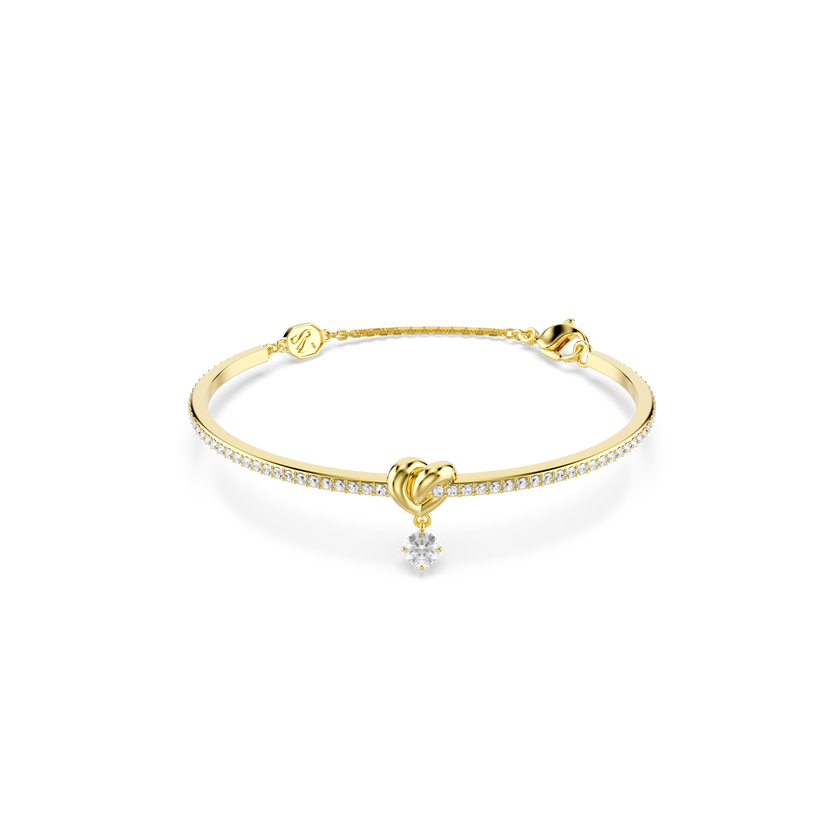 swarovski lifelong bangle  round cut  heart  white  gold tone plated
