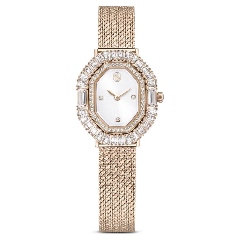 swarovski matrix octagon watch  metal bracelet  gold tone  champagne gold tone finish