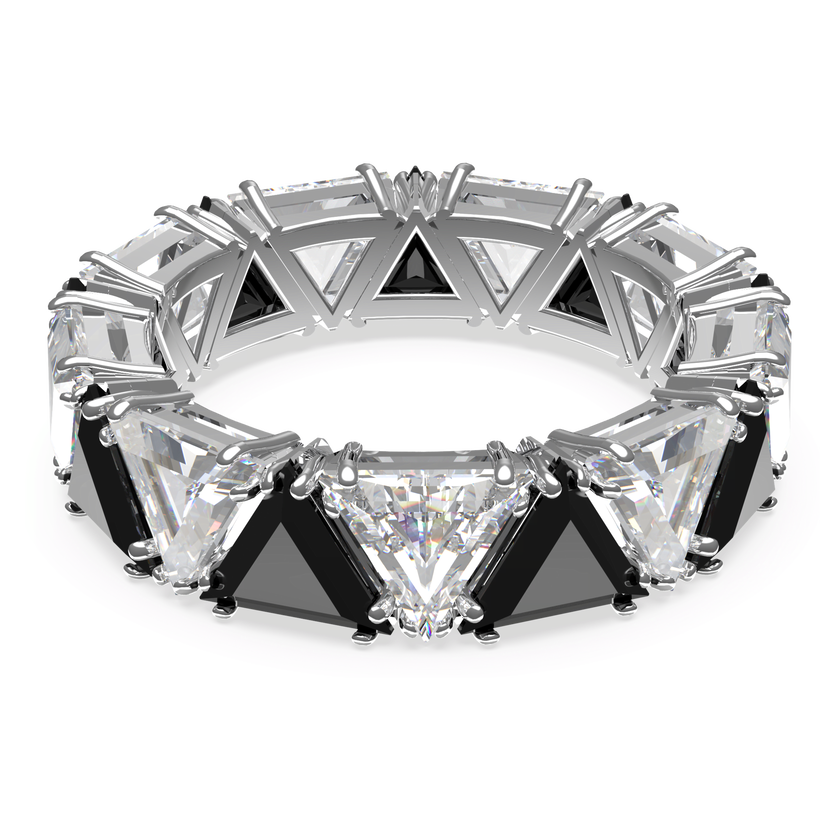 swarovski matrix cocktail ring  triangle cut  black  rhodium plated