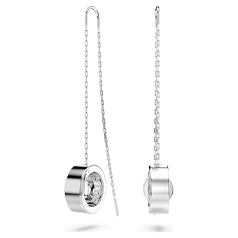 swarovski hollow drop earrings long white rhodium plated