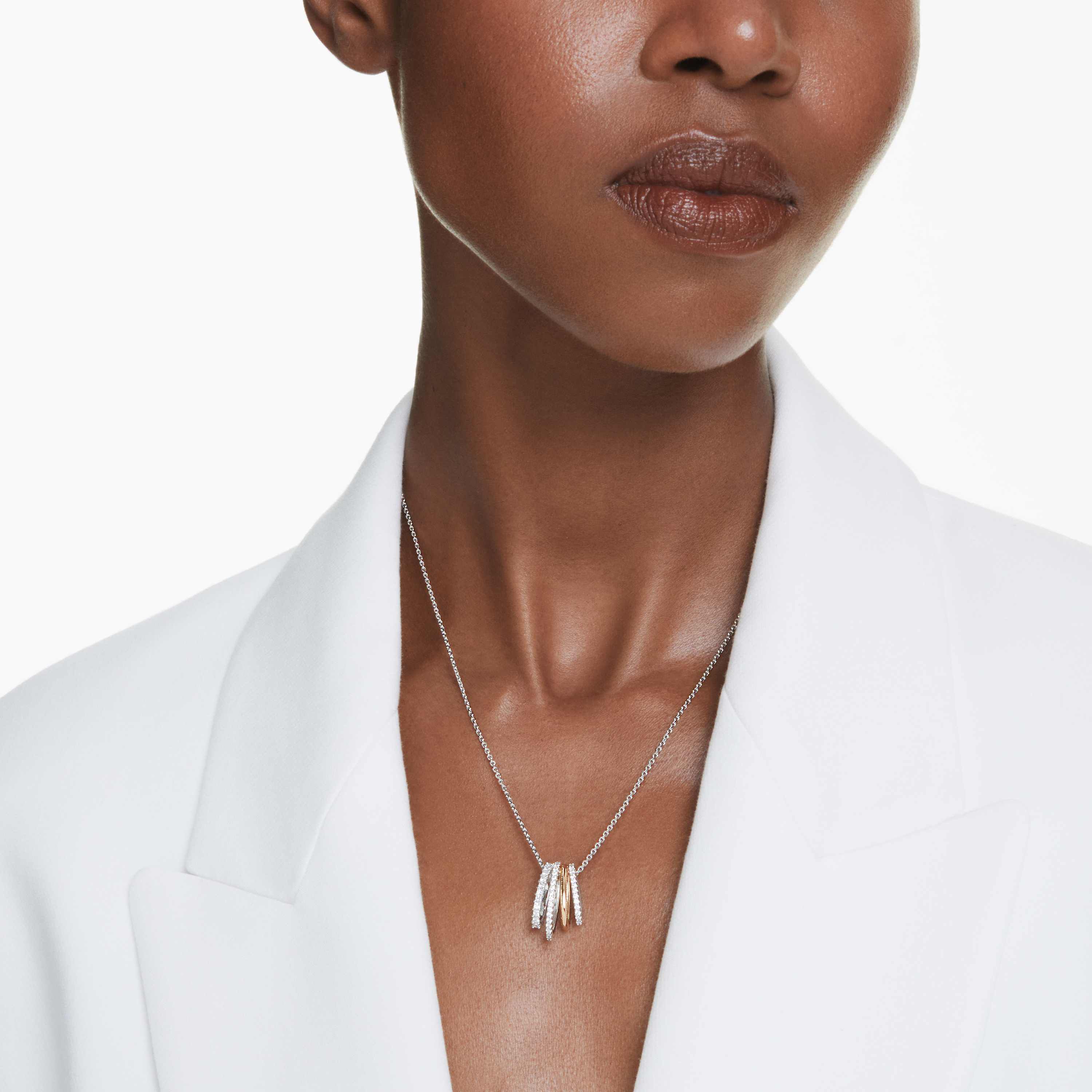 swarovski hyperbola pendant  mixed cuts  white  mixed metal finish