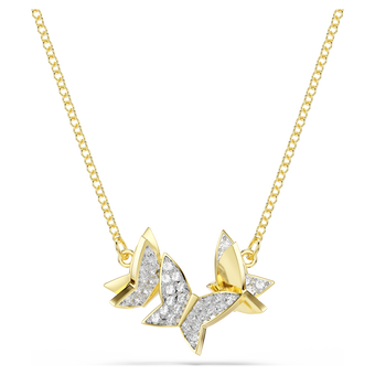 swarovski idyllia lilia necklace  butterfly  white  18k gold finish