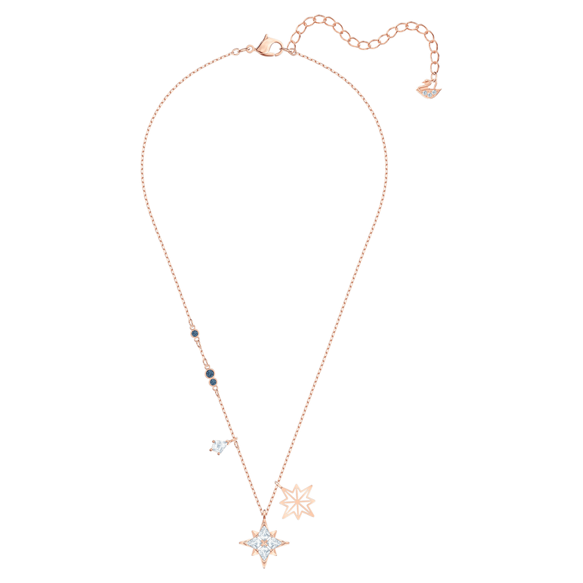 swarovski symbolic pendant  star  white  rose gold tone plated