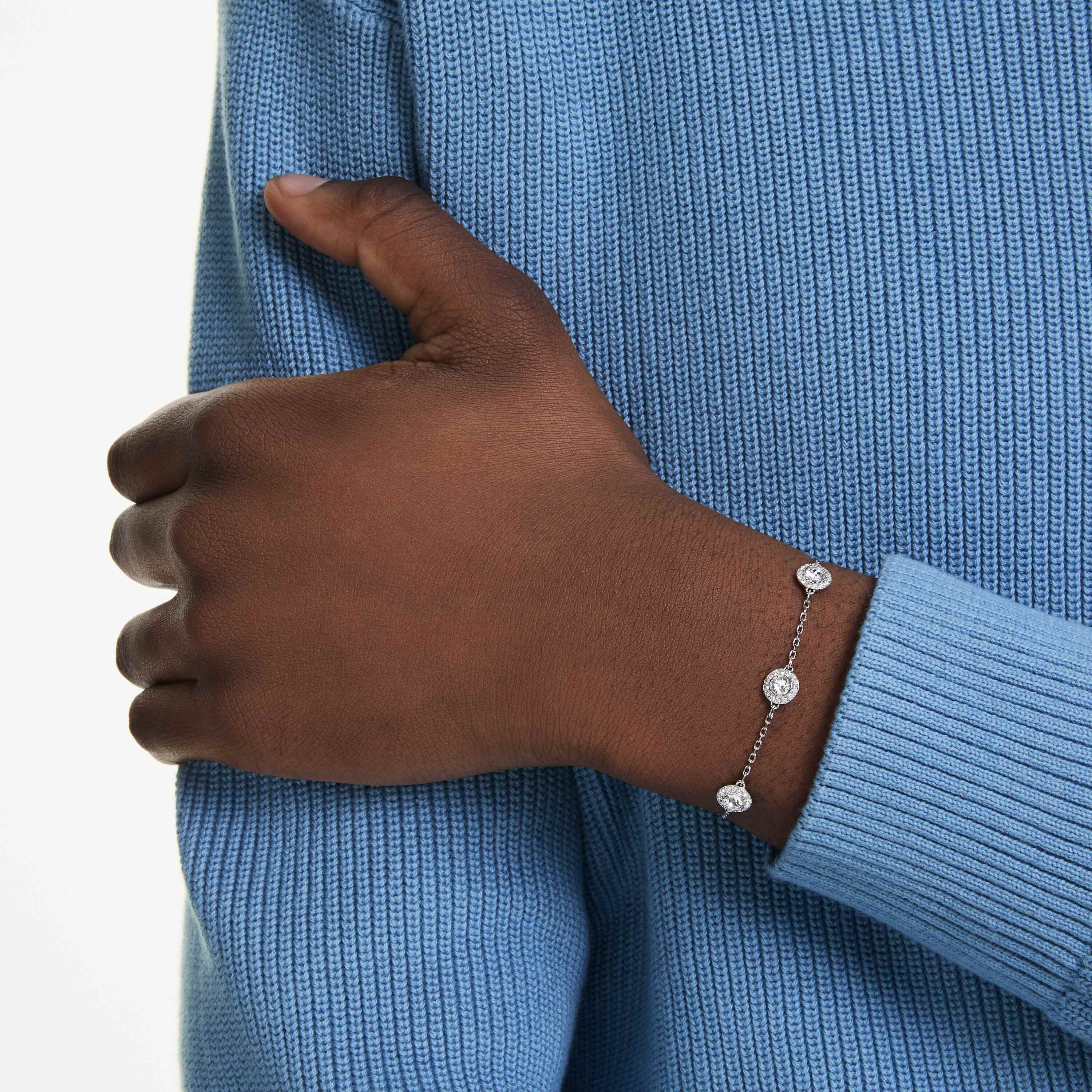 swarovski una angelic bracelet  round cut  double sided motifs  white  rhodium plated