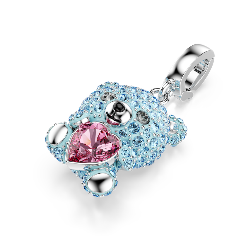 swarovski idyllia charm  mixed cuts  teddy  blue  rhodium plated
