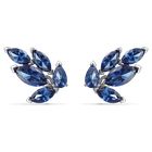 swarovski louison stud pierced earrings blue rhodium plated
