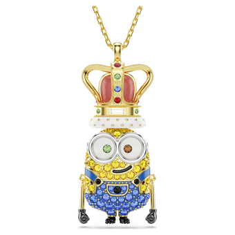 swarovski minions king bob pendant  pav   multicolored  gold tone plated
