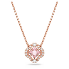 swarovski una necklace clover pink rose gold tone plated