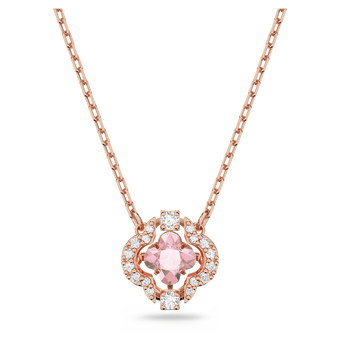 swarovski una necklace clover pink rose gold tone plated