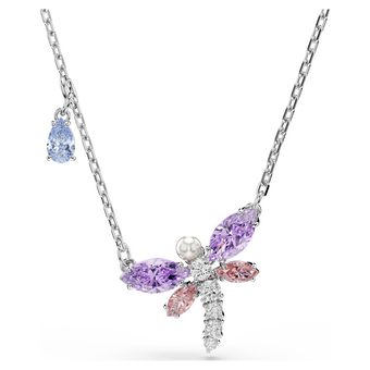 ariana grande x swarovski pendant  mixed cuts  dragonfly  multicolored  rhodium plated