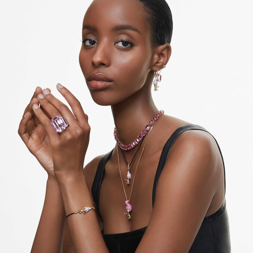 swarovski lucent cocktail ring  pink