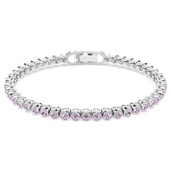 swarovski imber emily tennis bracelet  round cut  purple  rhodium plated
