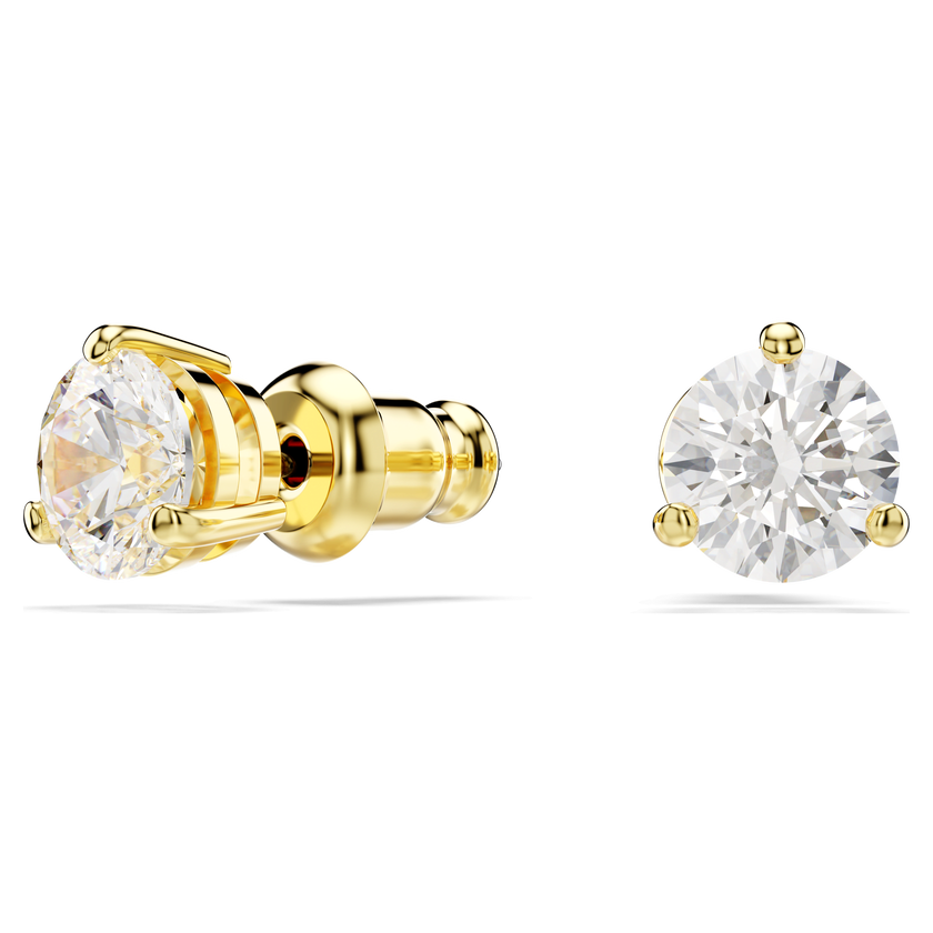swarovski solitaire stud earrings  round cut  white  gold tone plated