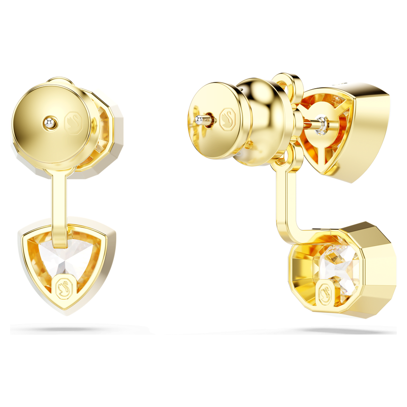 swarovski imber earring jackets  asymmetrical design  mixed cuts  white  gold tone plated