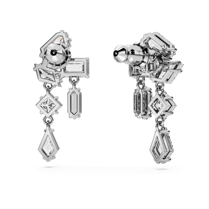 swarovski mesmera drop earrings  mixed cuts  white  rhodium plated