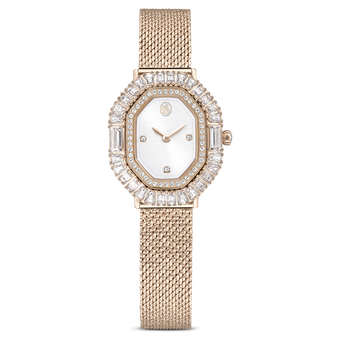 swarovski matrix octagon watch metal bracelet gold tone champagne gold tone finish