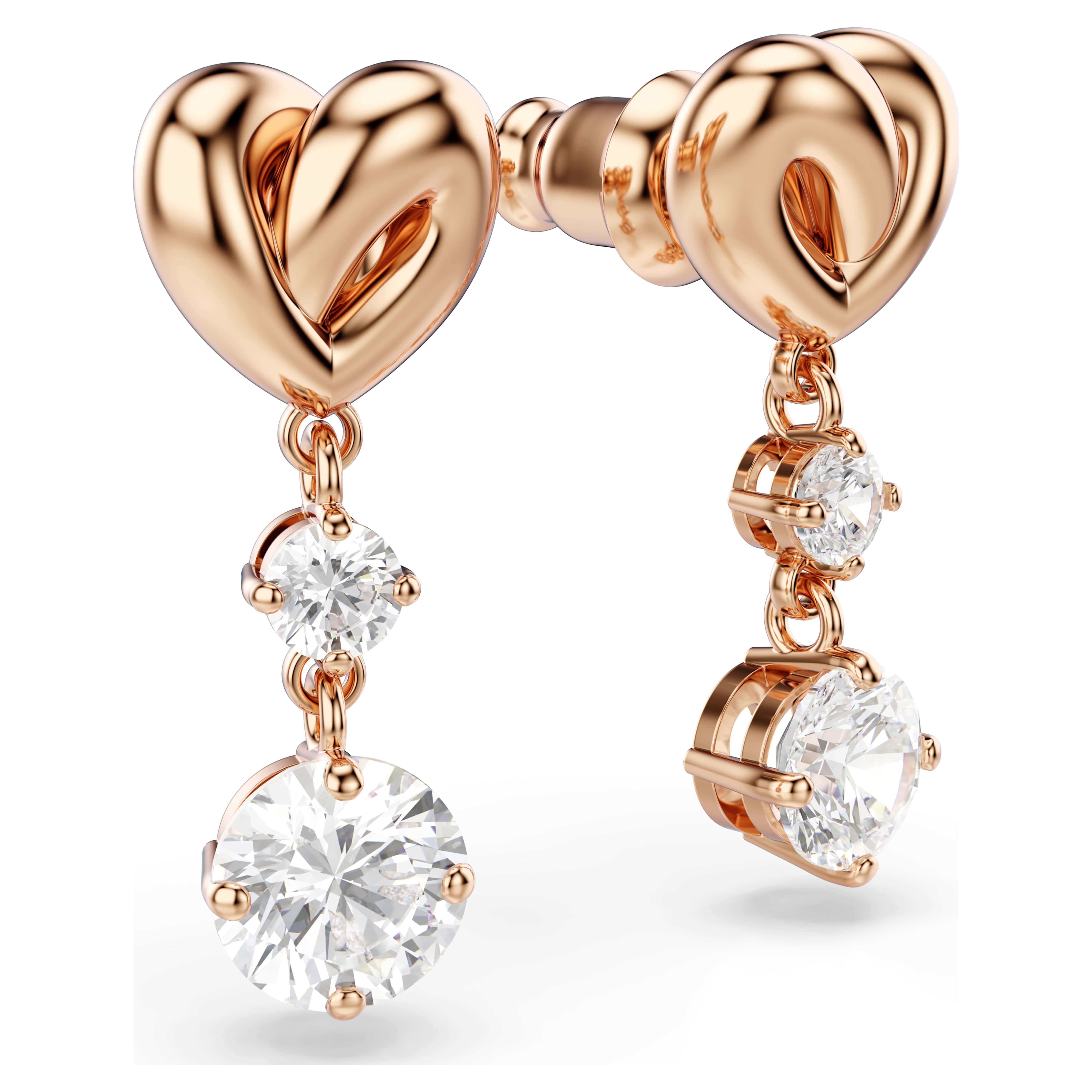 swarovski lifelong heart drop earrings  heart  white  rose gold tone plated