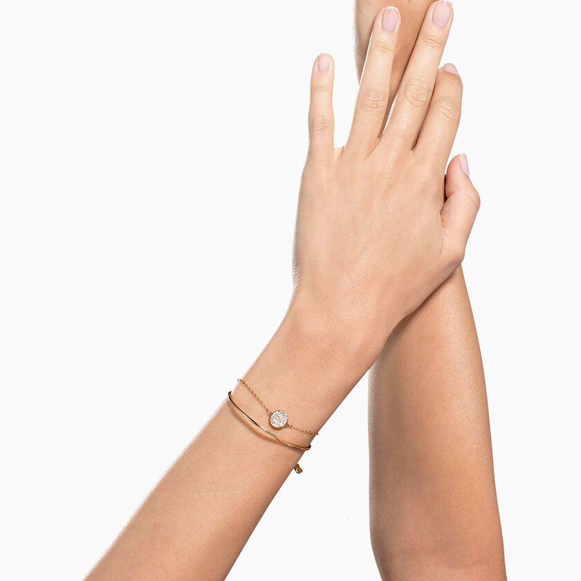 swarovski ginger bangle  white  rose gold plated