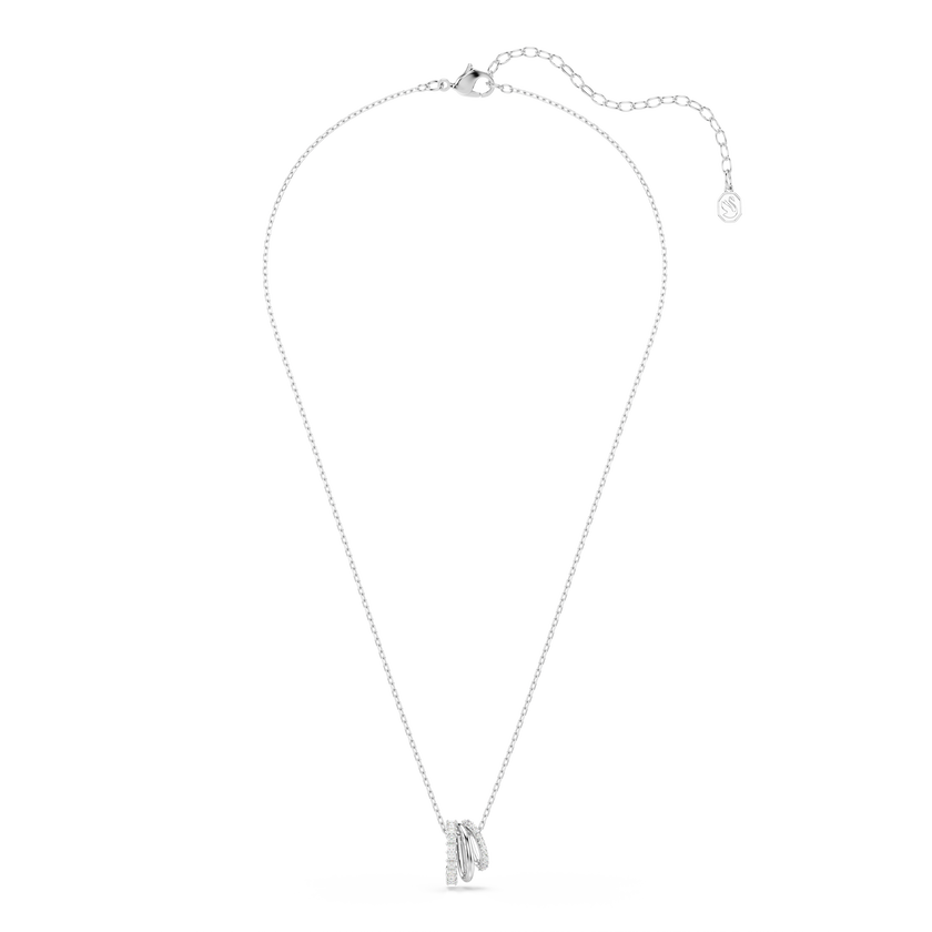 swarovski hyperbola pendant  round cut  white  rhodium plated