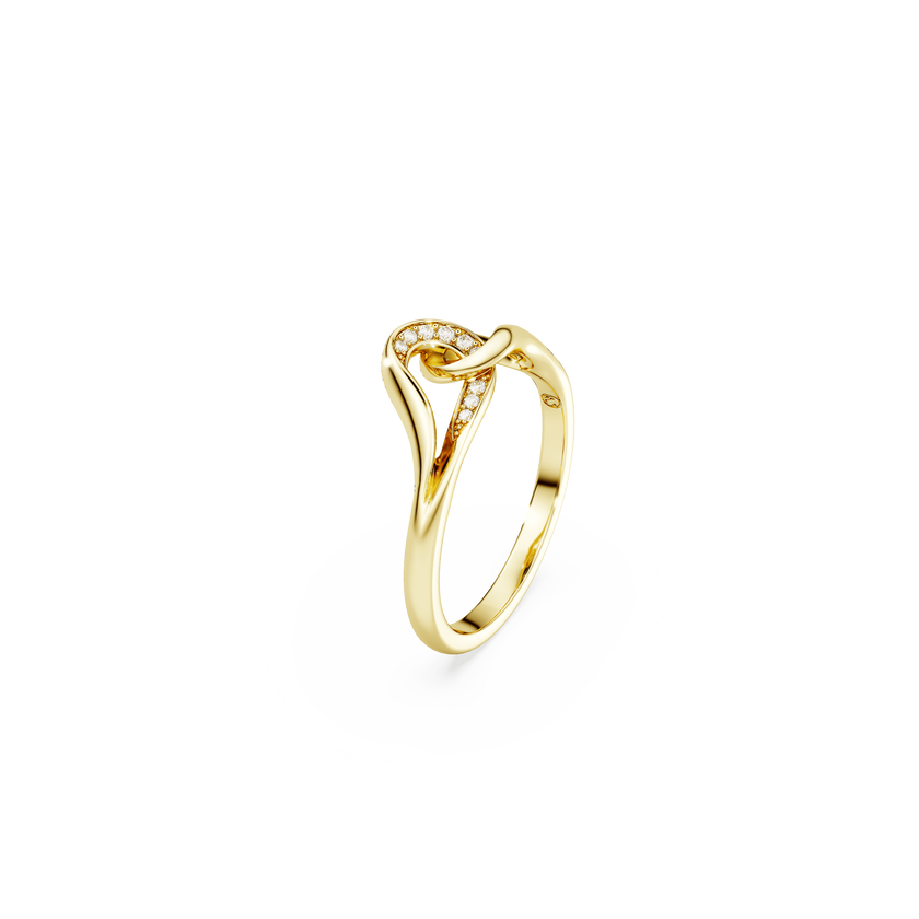 swarovski classica ring  round cut  interlocking  white  sterling silver  18k gold finish