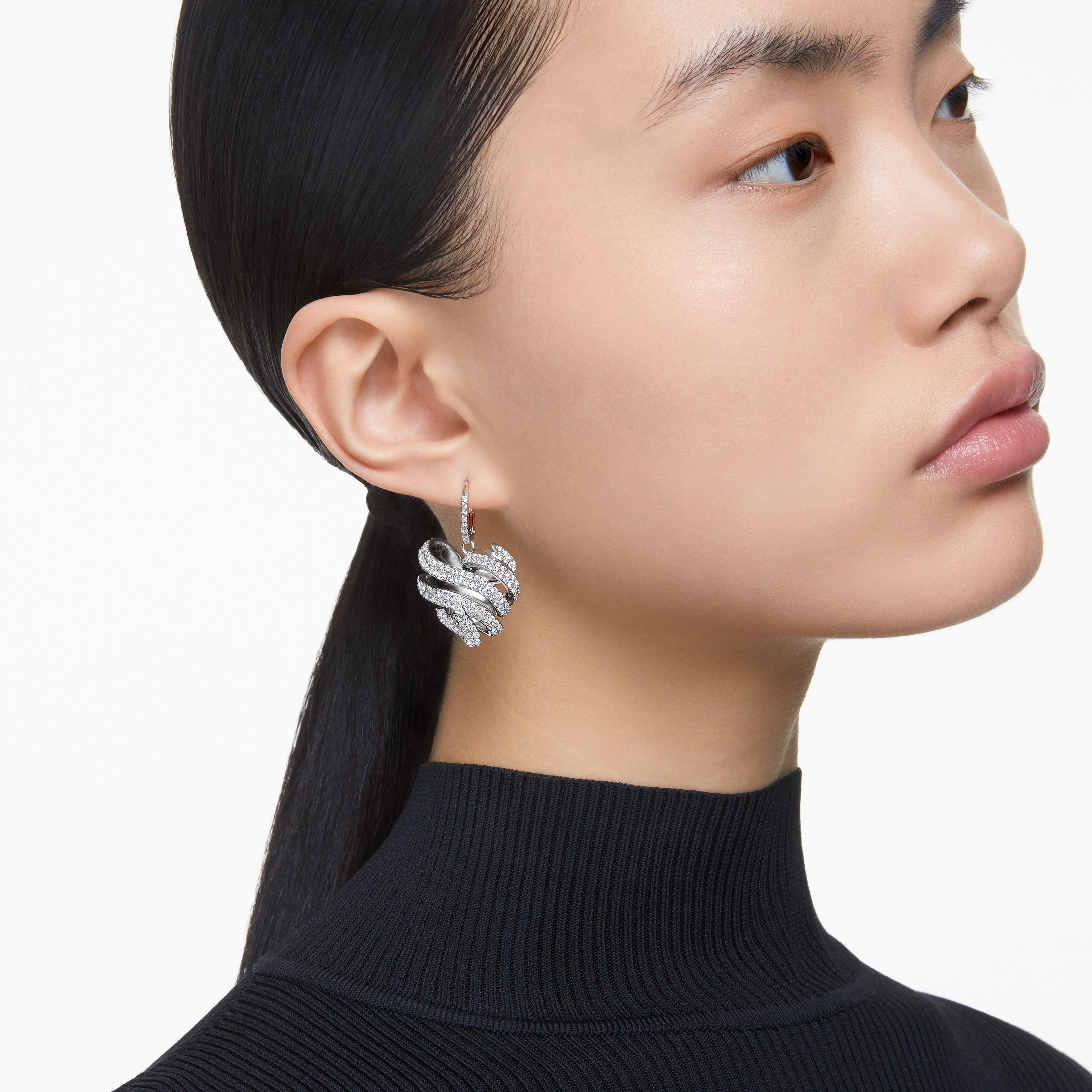 Buy Swarovski Volta stud earrings Heart White Rhodium plated