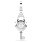 swarovski idyllia charm  mixed cuts  heart with key  white  rhodium plated