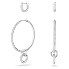 swarovski stone pierced earring set white rhodium plating