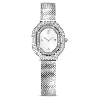 swarovski matrix octagon watch metal bracelet silver tone stainless steel