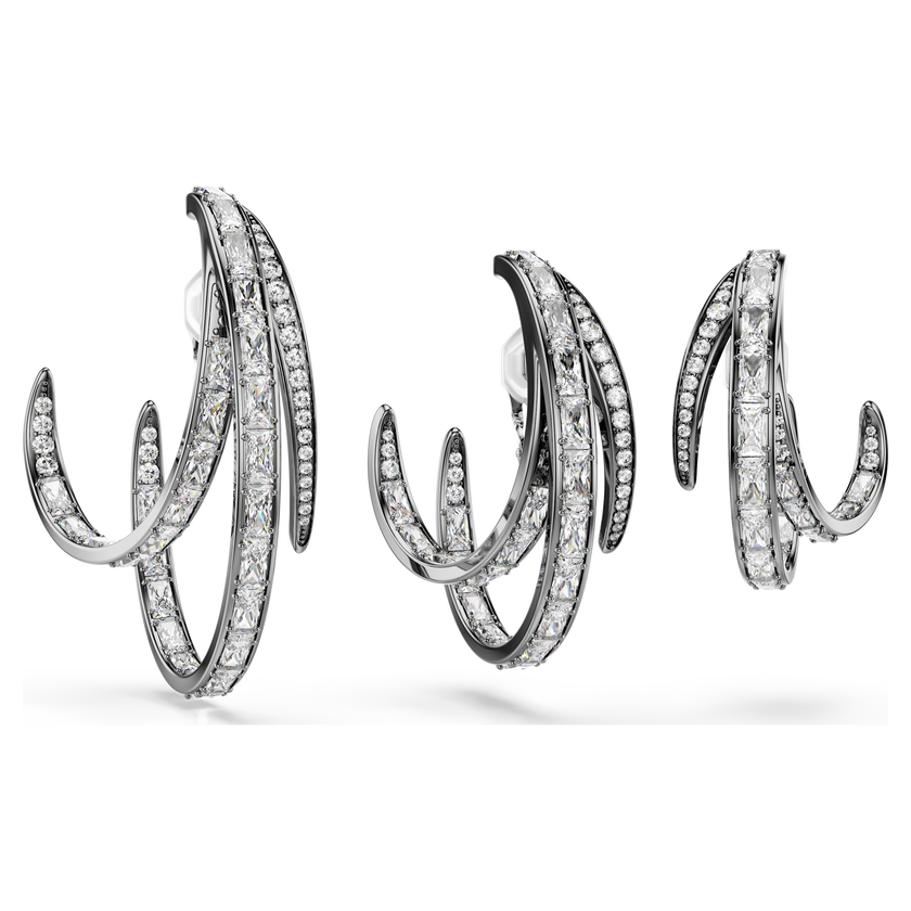 swarovski the vienna collection ear cuff set  3   feather  white  ruthenium plated