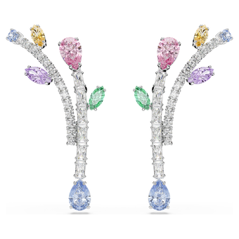 ariana grande x swarovski drop earrings  mixed cuts  multicolored  rhodium plated