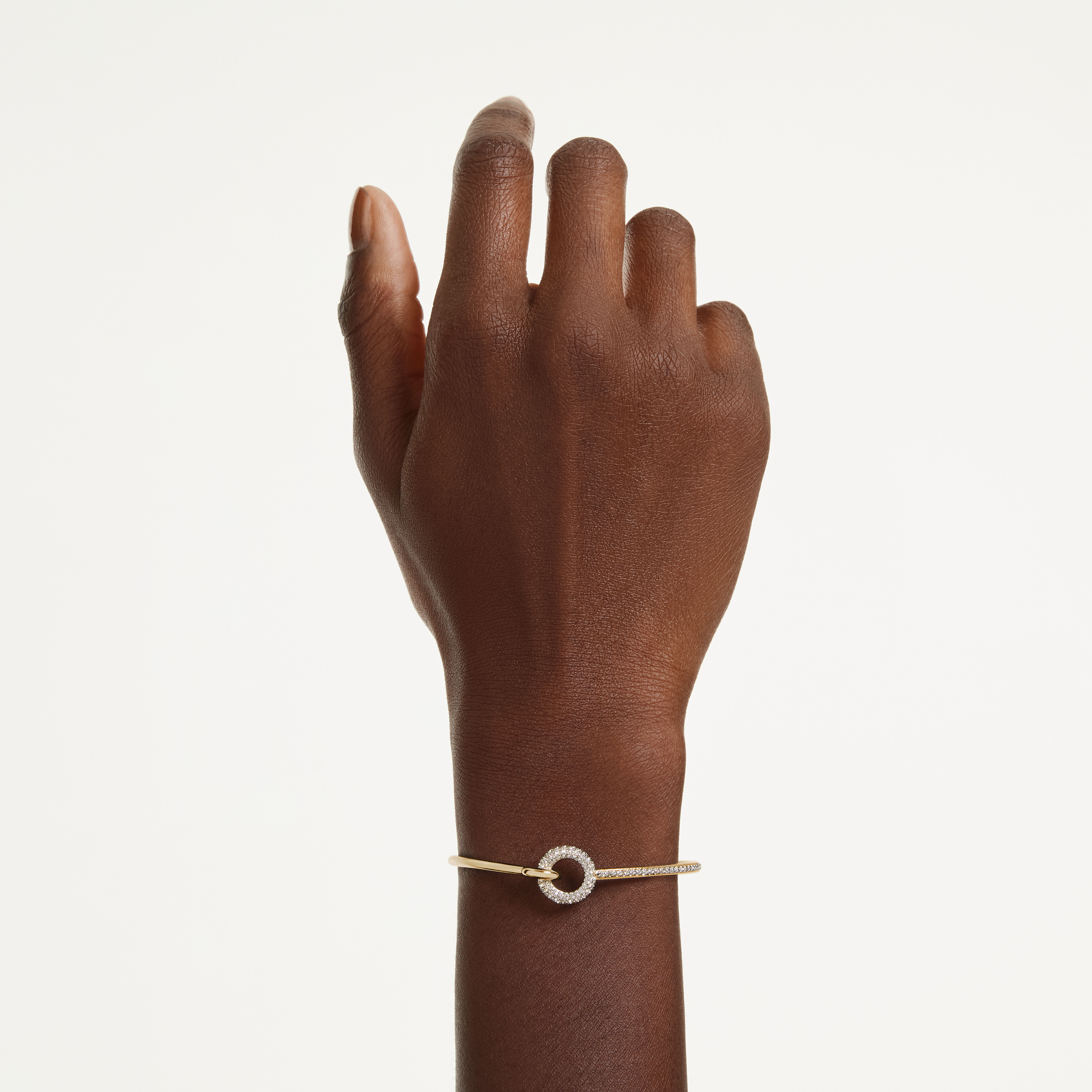 swarovski dextera bangle  round cut  white  gold tone plated