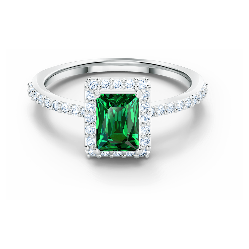 swarovski angelic rectangular ring  green  rhodium plated