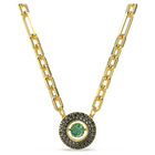swarovski sparkling dance pendant green gold tone plated