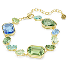 swarovski gema bracelet  mixed cuts  multicolored  gold tone plated