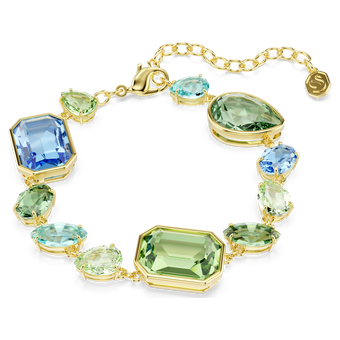 swarovski gema bracelet  mixed cuts  multicolored  gold tone plated