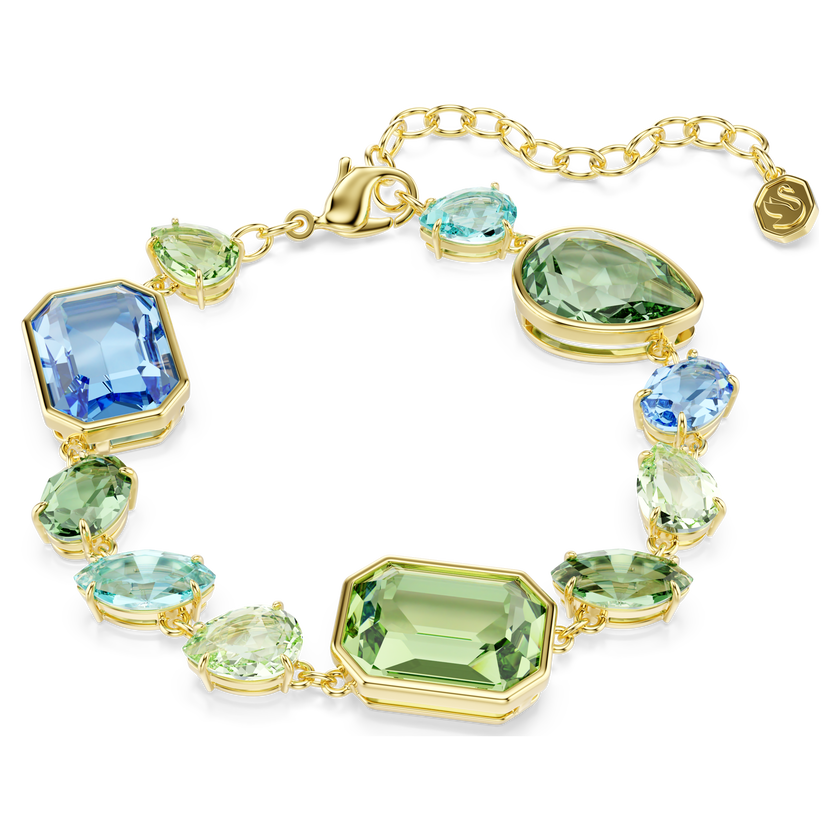 swarovski gema bracelet  mixed cuts  multicolored  gold tone plated
